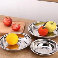 1pc Multifunctional Stainless Steel Plates, Durable and Easy to Clean, Suitable for Outdoor Dining, Family Activities, Fruit