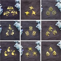 3pcs Butterfly Moth Whale Fish Tail Dinosaur Beetle Charms Stainless Steel Insect Pendant Diy Necklace Bracelet Jewelry Making