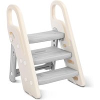 Height-Adjustable 2-3 Step Toddler Stool for Potty Training, Bathroom, and Kitchen Use (Grey)