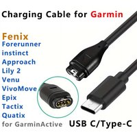 For Garmin Fenix 8 5X Plus 6 Pro7 Instinct E 1 2S Charger USB-C Charger Smartwatch Charger Cable Replacement Charger 3.3ft