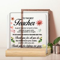 Acrylic office desk ornament with wooden base, teacher gratitude gift