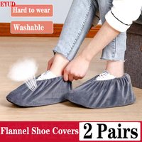 1Pair Household Flannel Shoe Covers Thick Reusable Non-slip Overshoes Indoor Keep Floor Carpet Cleaning Shoes Slippers Protector
