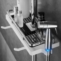Support de rangement de douche, étagère de salle de bain, étagères à poteaux, plateau de shampoing, sans perçage, levage, organisateur de support de rangement de douche de salle de bain