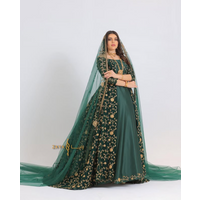 Emerald Green Muslim Caftan Wedding Dresses Luxury Gold Embroidery Long Sleeve Kaftan Middle East Bridal Gown Garment Customized