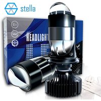 Stella New Auto Lamp Mini Lens LED H4 Bulbs Headlight for Cars High Beam Low Beam Projector Turbo Fan 6000k White Color Lighting