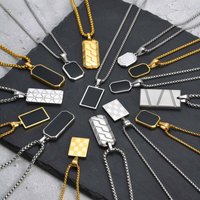 Vnox Geometric Pendant Necklaces For Boys,Stainless Steel Simple Square Dog Tag Men Necklaces,Retro Collar Jewelry Gift To Him