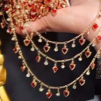 0.5/1M Red Peach Heart Rhinestone Copper Chains DIY Material Handmade Chain for Bracelet Necklace Clothing Tassel Accessories