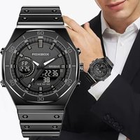 Neu dual display uhren für männer casual sport chronograph quarz großes zifferblatt armbanduhr silikon wasserdicht digital uhr