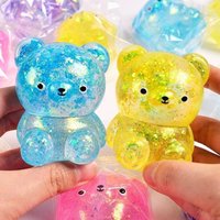 Fidget Bear Toy Squeeze Glitter Gummy Bear Needoh Glitter Squishy Cube Stress Squeeze Toy Splat Decompressions Vent Squeeze Toy