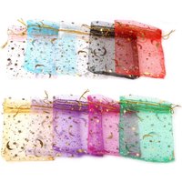 Sacs cadeaux en Organza de noël, 50 pièces, 9x12cm, étoile lune, emballage de bijoux à breloques, sacs et pochettes à cordon, vente en gros