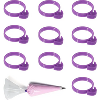 10 Pack Silicone Cake Bag Clips Ties Fixed Ring Decorative Bag Rubber Bands Bundling Leak-proof Pastry Tools for Buttercream