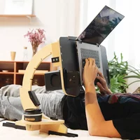 Desktop-Computerständer, tragbarer und klappbarer Ständer, multifunktionaler Liegeschreibtisch, aus Holz, 360° ° verstellbarer Laptopständer