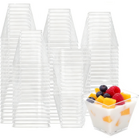 50/100PCS 2OZ Disposable Trapezoidal Dessert Cup Transparent Plastic Trapezoidal Cup Ice Cream Dessert Container Party Wedding