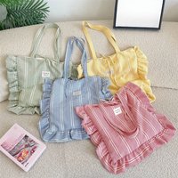Women Canvas Tote Bag Fashion Korean Plaid Print Eco Reusable Shopping Bags Large Ladies Shoulder Shopper Bag Student Handbags