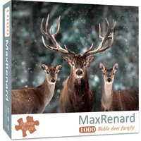 MaxRenard Jigsaw Puzzle 1000 Pieces for Adult Animal Noble Deer Family Environmentally Friendly Paper Christmas Gift Toy