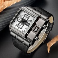 Popular Hip-Hop Men's Watch, Large Dial Watch for Male Students, Fashionable and Unique Street Style, Cool Designer Watch, Leather Strap, the Best Gift for Him