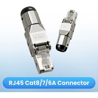 ZoeRax 2PCS RJ45 Cat8 Cat7 Cat6A Connector Shielded Toolless Modular Termination Plug 2000MHz 40G LAN Cable for 22AWG-24AWG