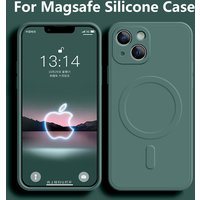For Magsafe Magnetic Wireless Charge Case For iPhone 14 13 12 11 15 Pro Max Mini XR X S 7 8 Plus Soft Liquid Silicone Back Cover