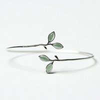 925 Sterling Silver Bracelet Bangle Simple Green Leaf Elegant Nature For Woman Girl Fashion Jewelry Gift Dropship Wholesale