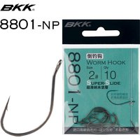 10Pcs BKK 8801-NP Professional Offset Worm Hook for Bass Fishing Soft Bait Lure Rigging Tackle 4# 2# 1#