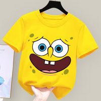 SpongeBobs Cotton T-Shirt Cartoon Anime Figure Tops Breathable Soft Kawaii Emoji Printed Tee Summer Fashion Casual Clothes Gift