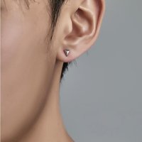 Three Dimensional Triangular Earrings for Men and Women Simple Cool Earbone Studs Small Personalized 925 Silver Earring KOFSAC