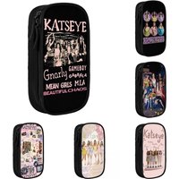 Katseye Kpop Idol Pencil Case Lovely Gnarly Pen Box Bag for Student Big Capacity Students School Gift Pencilcases