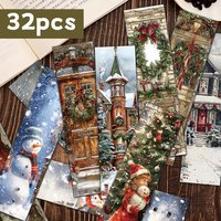 32pcs, Retro Christmas Bookmarks, suitable for back-to-school season, Christmas, Halloween, teachers, readers, and birthdays.