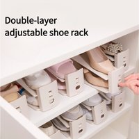 1PCS Space Saving Shoe Rack 2-Layer Adjustable Expandable Shoe Shelf for Closet Easy Assembly Shoe Organizer