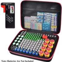 Battery Organizer Storage Bag Holder Case Box with Tester Checker BT-168. Holds 225 Batteries AA AAA C D Cell 9V 3V Lithium