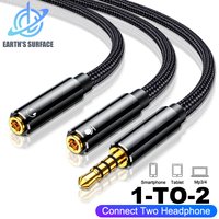Headphone Splitter Cable AUX Audio Adapter Cord Jack 3.5mm Male to 2 Female Earphone Y Extension Cables for Phone Laptop MP3 PS5