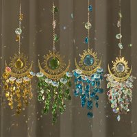 1pc garden set light ornaments flame moon sun crystal sun catcher wind chime hanging decorations hanging ornaments