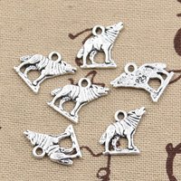 50pcs Charms Howling Wolf 15x15mm Handmade Pendant Making fit,Vintage TibetanBronze,DIY For Bracelet Necklace