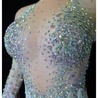 Elegant Ladies Long Sleeve Latin Dance Singer Costume Colorful Tassel Dress Birthday Party Nightclub Bar Drag Queen Costume