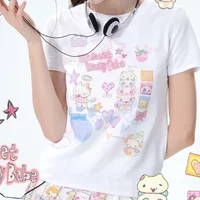 Plus Size Cute Grils Printing T-shirt Gothic Grunge Graphic Y2k Women T-shirts Emo Girls Letter Printing Summer Short Sleeve Top