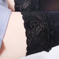 100D Velvet Leg Warmers Black Sexy Lace Top Silicone Hold Up Thigh High Stockings Spring Autumn Women Stretching Hosiery