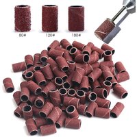 100/50pc Sanding Cap Bands For Electric Manicure Machine 180/120/80 Grit Nail Drill Grinding Bit Files Pedicure Tool Set BEND261