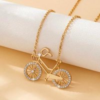 AliExpress NONE A Trendy Bicycle Pendant Necklace for Women, Featuring a Retro, Casual, Fashionable, and Versatile Design