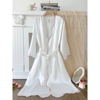 Elegant Ladies One Piece Belted Robe with Tie Long Wave Hem Sleepwear for All Seasons Home Wear