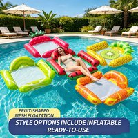 4-Tube Inflatable Mesh Pool Float with Foldable Backrest, Portable Floating Lounger Bed for Summer Pool Lake Beach Outdoor Water
