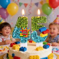Hot Legoing Buildin BlockCandle Number 0-9 Candle Cake Decoration Birthday Party for Kids Baby Shower Toy Gifts