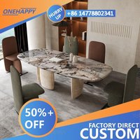 Any Size Custom Mid Century Modern Solid Marble Oval Dining Table Art Shaped Mansion Exclusive Dining Room Luxury Home Furniture