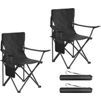 WOLTU 2 PCS Folding Camping Chairs Fishing Chairs with Backrest Side Pocket Cup Holder Portable for Picnic Outdoor
