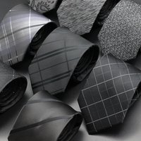 Luxury Black Colors 8CM Men's Necktie Paisley Striped Jacquard Cravat Business Ties For Man