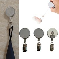 1/3Pc Automatic Retractable Towel Rack No-Drill Self-Adhesive Wall Mounted Hand Towel Holder with Stainless Steel Cable Clamp