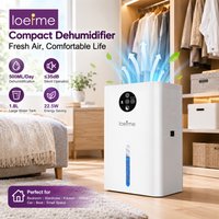LOEFME 500ML/Tag 1,8L Geräuscharmer Luftentfeuchter, tragbarer Mini-Luftentfeuchter mit Touch-Display und LED-Licht für Zuhause, Schlafzimmer, Büro 5–20m²