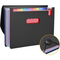 Document organizer, 12-compartment expandable folder, portable A4 letter size, suitable for office and school use.