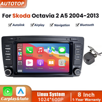 Bezprzewodowe CarPlay Android Auto 8-calowe radio samochodowe z systemem Linux dla Skoda Octavia 2 A5 MK2 2004-2013, multimedialny ekran dotykowy z funkcją Airplay Mirror Link, kamera, Bluetooth,