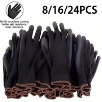8/16/24PCS PU Beschichtung Handschuhe Anti-Rutsch Verschleiß-Beständig Nylon PU Handschuhe Langlebig Gartenarbeit Maschinen Automotive Reparatur Werkzeuge