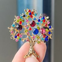 New Colorful Rhinestone Christmas Tree Brooches For Women Men Creative Fruit Plant Tree Brooch Pins Party New Year Gift Jewelry